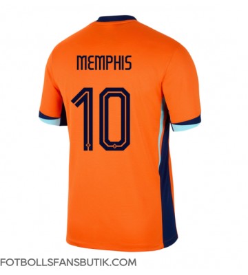 Nederländerna Memphis Depay #10 Replika Hemmatröja EM 2024 Kortärmad